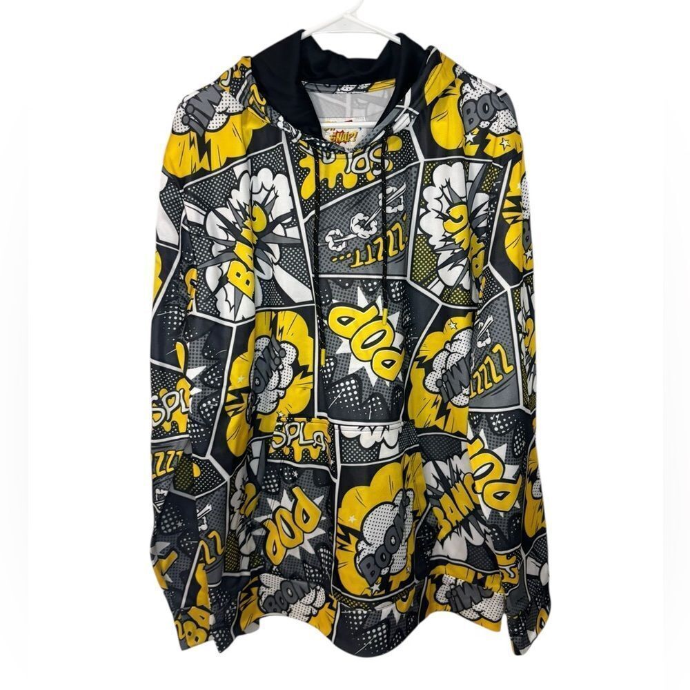 Drill Clothing Co. Oh Snap! Comic Print Yellow Pop Art Hoodie Pullover Size M